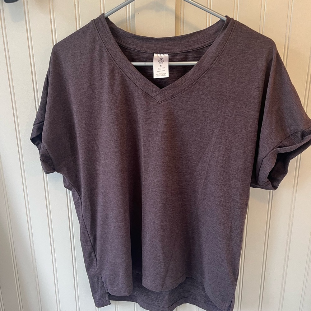 Women's V-Neck Purple Short Sleeve